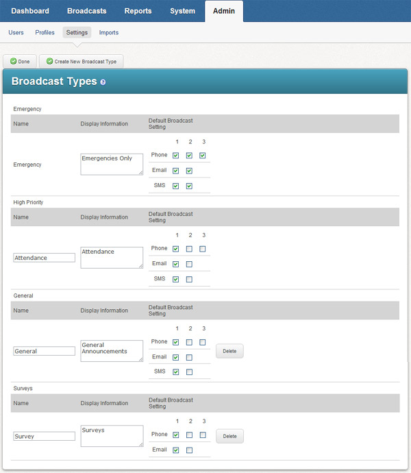 Broadcast Type Manager