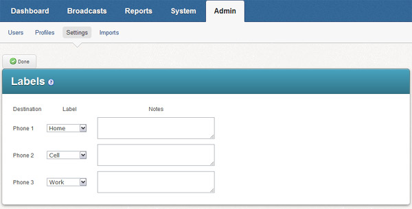 Phone Destination Labels Phone Destination Labels