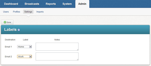 Email Destination Labels Email Destination Labels