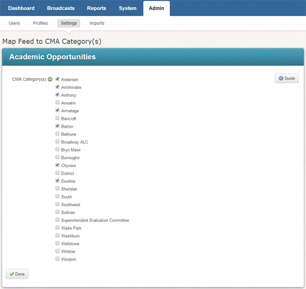 The Category Mapping screen.