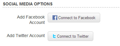 Social Media Options on the Account page.