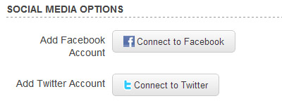 Social Media Options on the Account page.