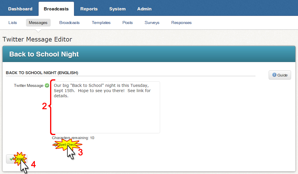 Twitter Message Editor