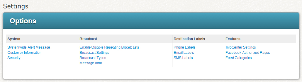 The Settings subtab. The Settings tab.