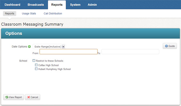 Setting up a Classroom Messaging Summary report.