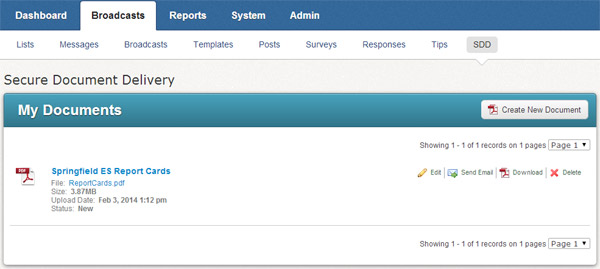 Secure Document Delivery - My Documents view.