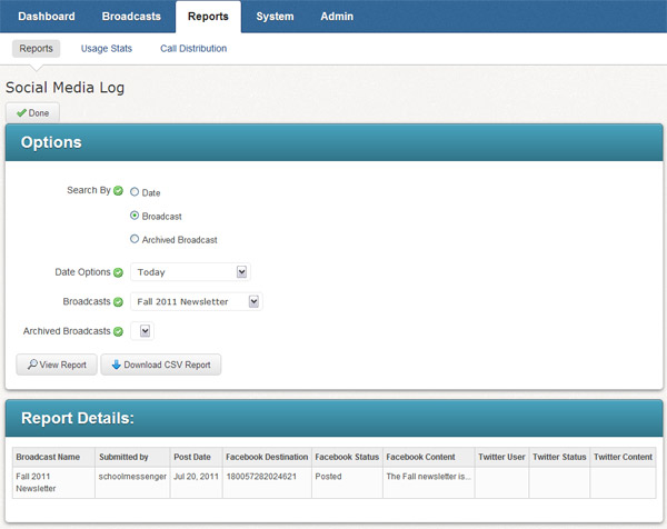 Example social media log. Example social media log.